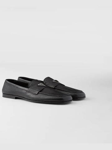 Triangle Logo Square Toe Leather Loafers Black - PRADA - BALAAN 1