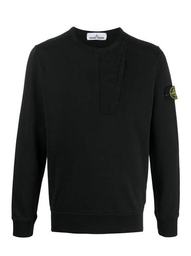 Men's Zipper Pocket Wappen Sweatshirt Black - STONE ISLAND - BALAAN 1