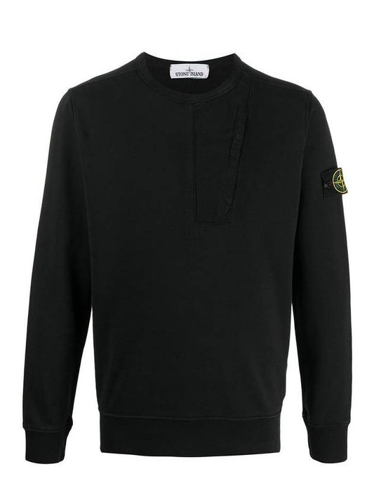 Men's Zipper Pocket Wappen Sweatshirt Black - STONE ISLAND - BALAAN 1