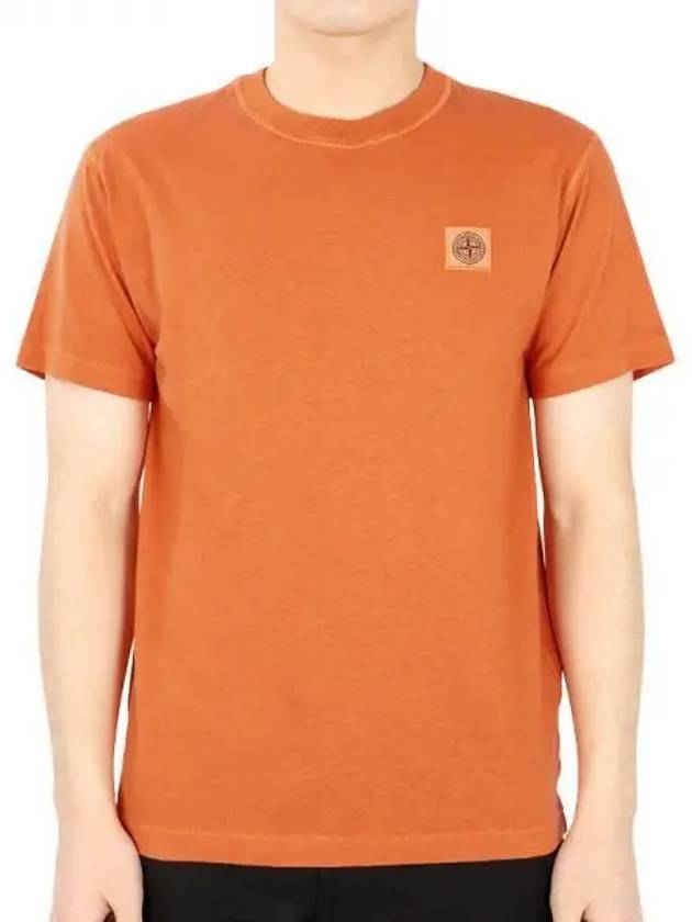 Pisato Effect Logo Patch Short Sleeve T-Shirt Orange - STONE ISLAND - BALAAN 2