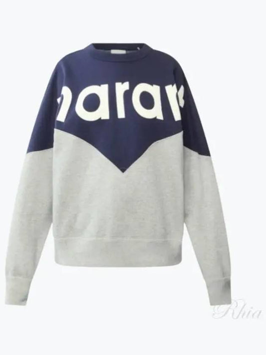 Houston Two-Tone Logo Cotton Sweatshirt Navy Grey - ISABEL MARANT - BALAAN 2