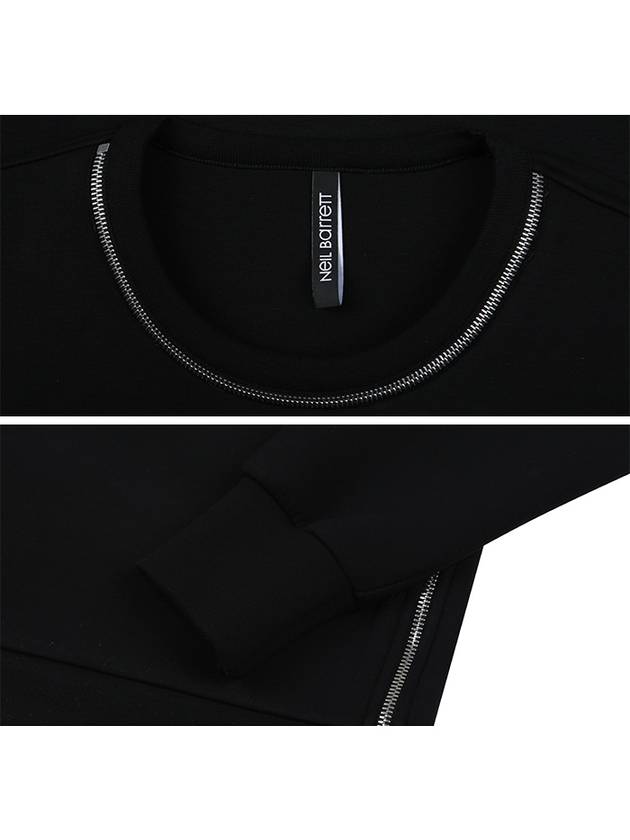 PBJS06A 3557 01 Black sweatshirt neck side metal zipper decoration - NEIL BARRETT - BALAAN 4