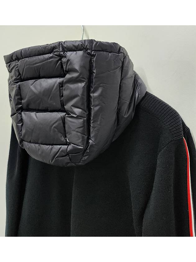 Logo Patch Padded Wool Hooded Jacket Black - MONCLER - BALAAN 8