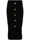 5 Button Knit Pencil Skirt Black - BALMAIN - BALAAN 1