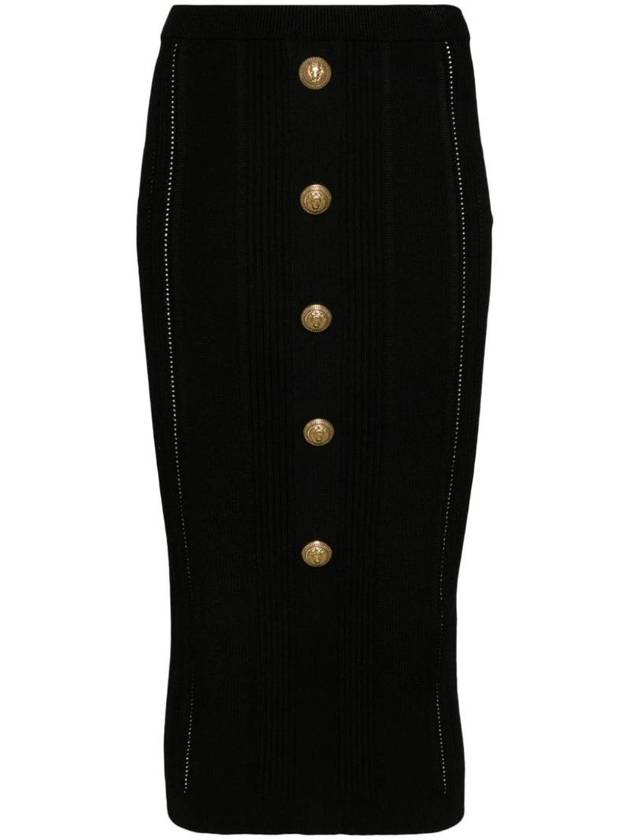 5 Button Knit Pencil Skirt Black - BALMAIN - BALAAN 1