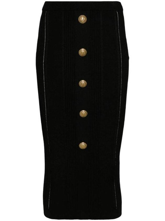 5 Button Knit Pencil Skirt Black - BALMAIN - BALAAN 1