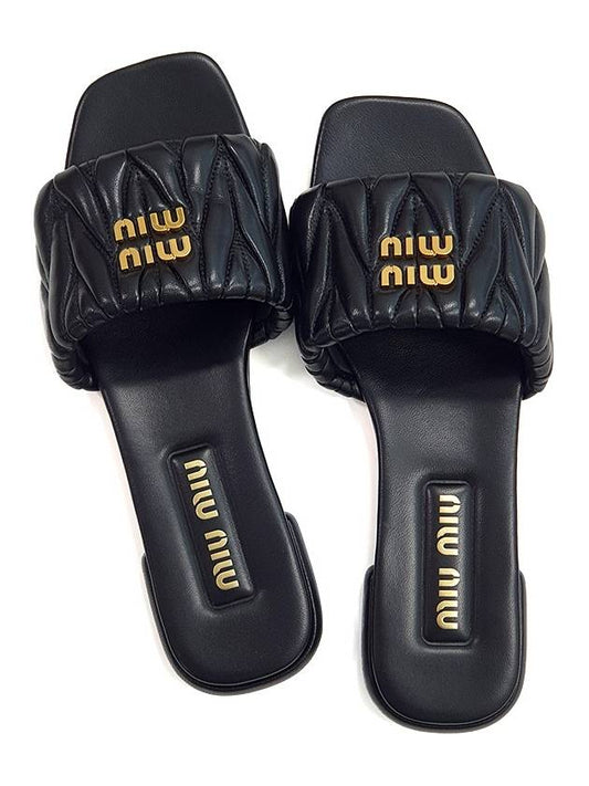 Matelasse Nappa Leather Slippers Black - MIU MIU - BALAAN 2