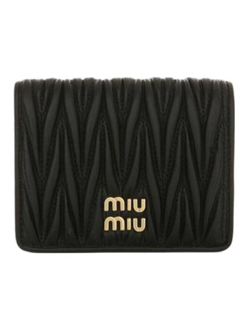 Matelasse Nappa Leather Half Wallet Black - MIU MIU - BALAAN 1