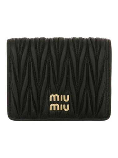 Matelasse Small Napa Leather Half Wallet Black - MIU MIU - BALAAN 1