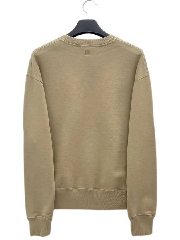 Tone On Tone Big Heart Logo Sweatshirt Beige - AMI - BALAAN 3