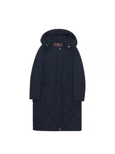 Women's Detachable Hooded Diamond Quilted Long Padding Coral Navy - BURBERRY - BALAAN 2