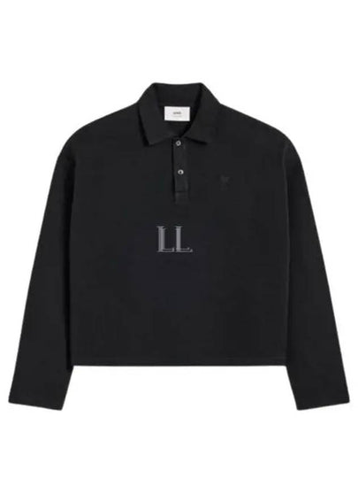 De Coeur Oganic Cotton Long Sleeve Polo Shirt Black - AMI - BALAAN 2