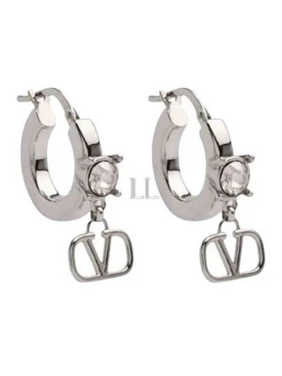 V Logo Earrings Silver - VALENTINO - BALAAN 2