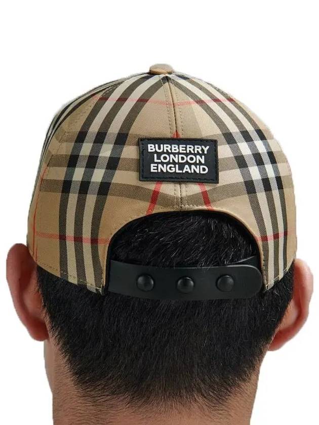 Back Logo Patch Vintage Check Ball Cap Beige - BURBERRY - BALAAN.