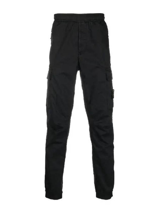 Stretch Cotton Wool Satin Cargo Pants Black - STONE ISLAND - BALAAN 2