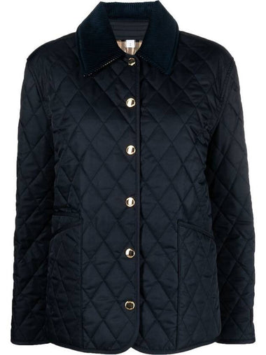 Corduroy Collar Quilted Jacket Dark Blue - BURBERRY - BALAAN 1