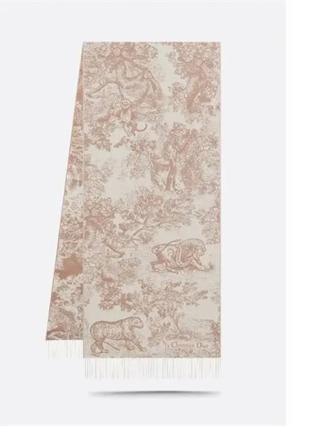 Toile De Jouy Sauvage Cashmere Wool Scarf Rose des Vents - DIOR - BALAAN 4