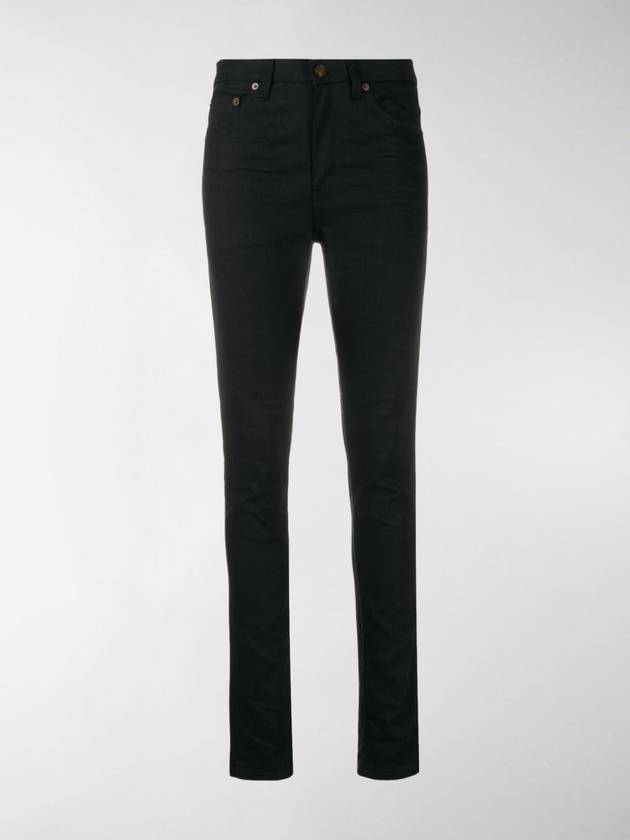 Mid Rise Cotton Skinny Jeans Black - SAINT LAURENT - BALAAN 5