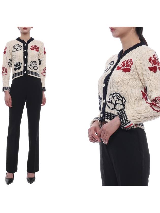 Rose intarsia cable knit cardigan FKC603BY1506 - THOM BROWNE - BALAAN 2