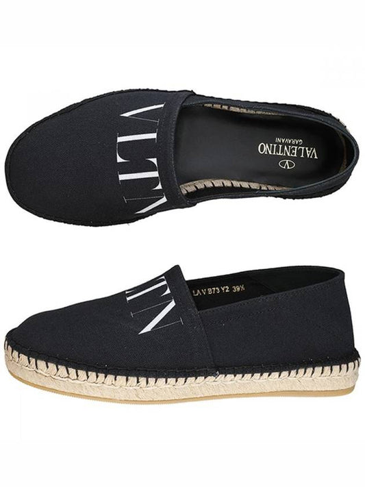 Men's VLTN Logo Canvas Espadrilles Black - VALENTINO - BALAAN 2