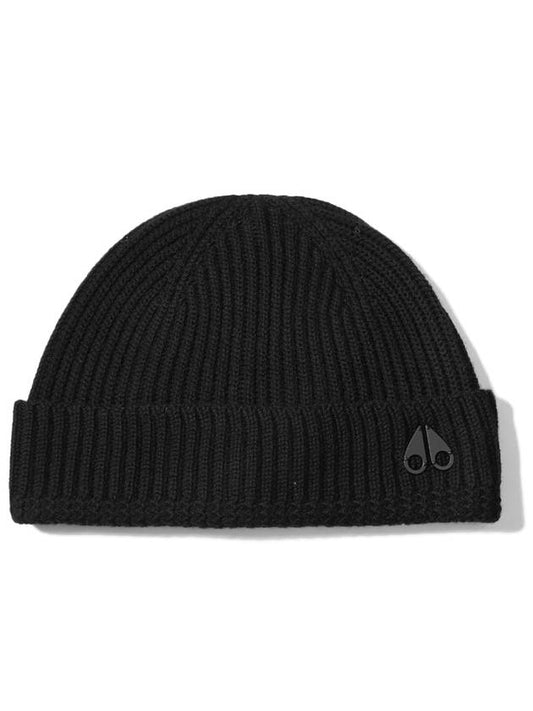 Logo Patch Wool Beanie Black - MOOSE KNUCKLES - BALAAN 2