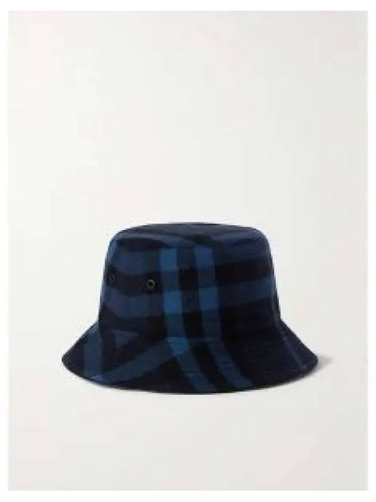 Check Wool Cashmere Bucket Hat Blue - BURBERRY - BALAAN 2