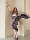 flare sleeve leopard print silk tiered long dress - CAHIERS - BALAAN 2