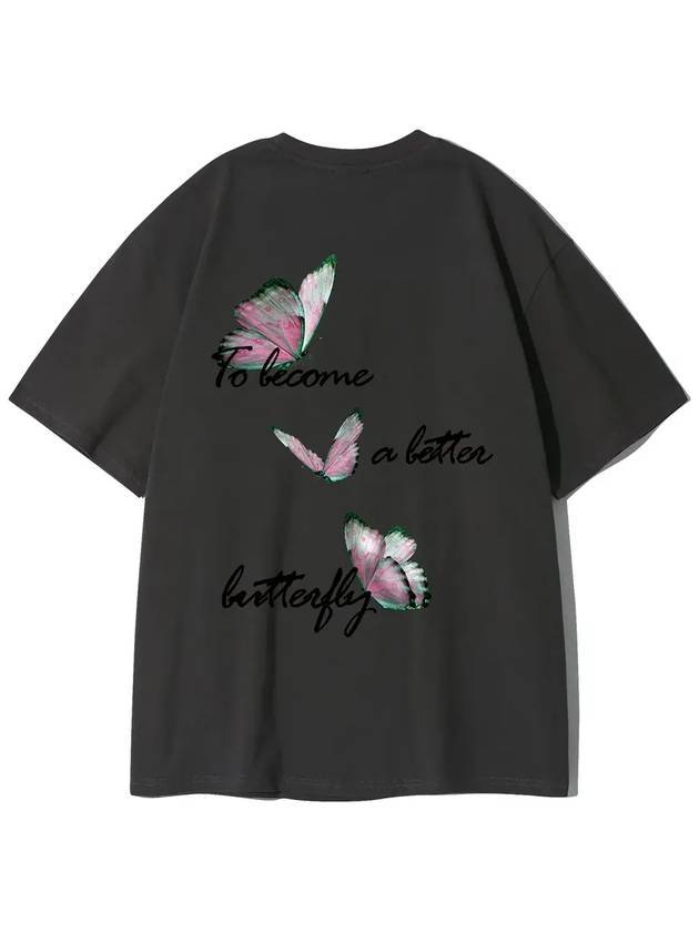 Elimeno Pink Fly Short Sleeve T-Shirt Charcoal - ELIMENO - BALAAN 1