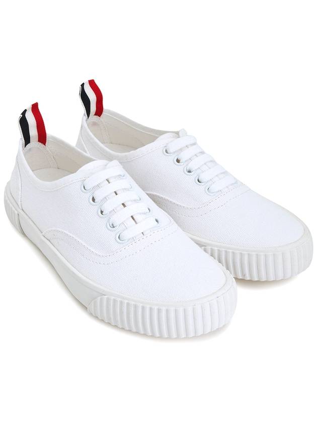 Women's Heritage Cotton Canvas Low Top Sneakers White - THOM BROWNE - BALAAN 4