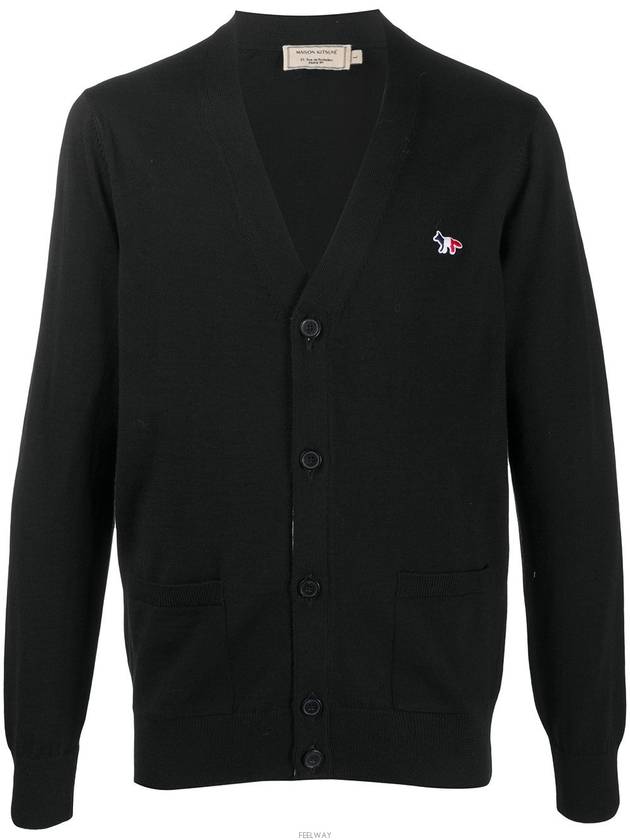 Tricolor Fox Patch Classic Cardigan Black - MAISON KITSUNE - BALAAN 2