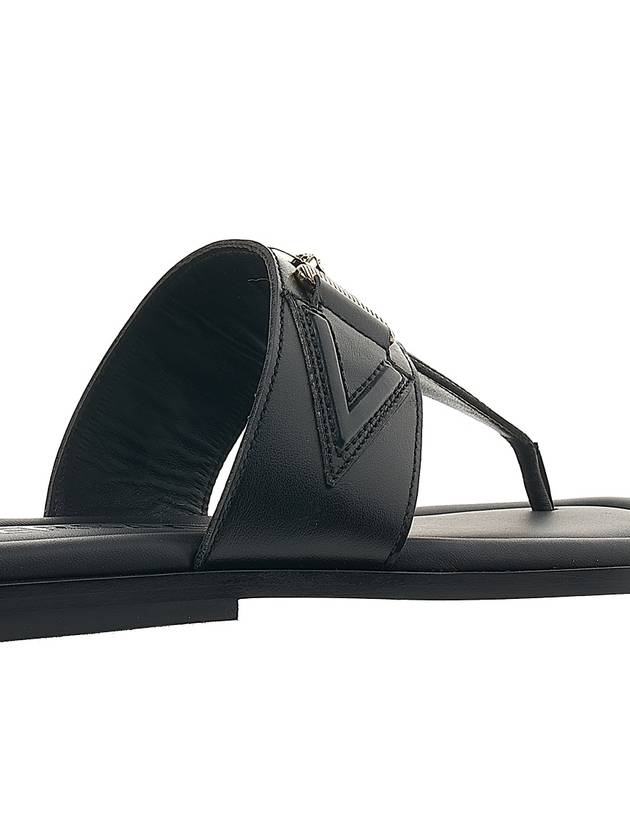 La Medusa Leather Flip Flops Black - VERSACE - BALAAN 11