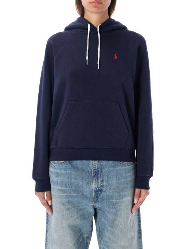 Women's Embroidered Logo Long Sleeve Hoodie Navy - POLO RALPH LAUREN - BALAAN 2