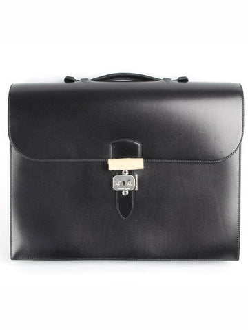 Sac A D peche Black Silver Calfskin Y Engraved 20 Year Old - HERMES - BALAAN 1