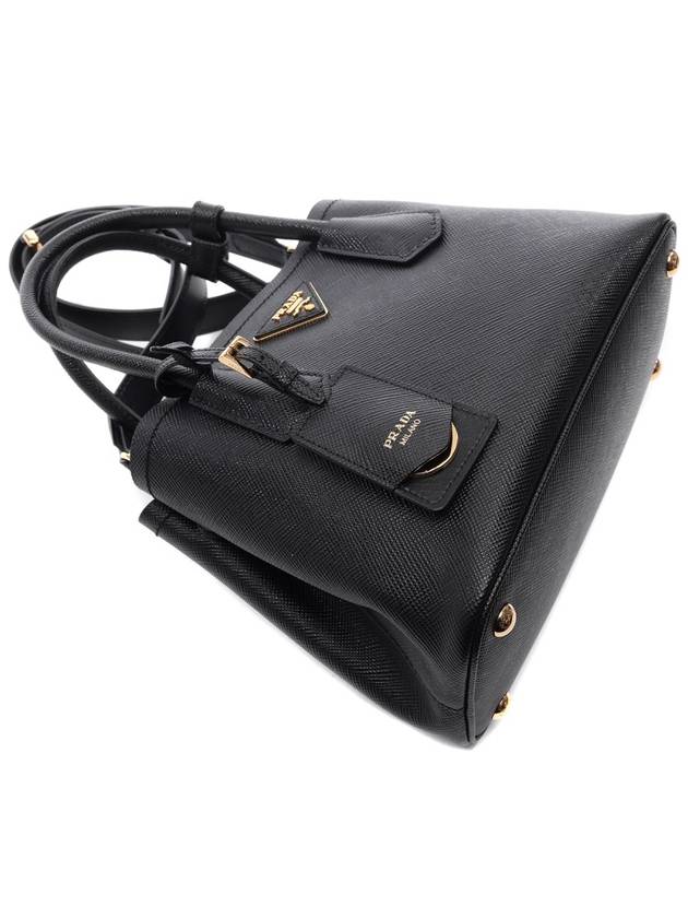 Double Saffiano Leather Mini Bag Black - PRADA - BALAAN 6