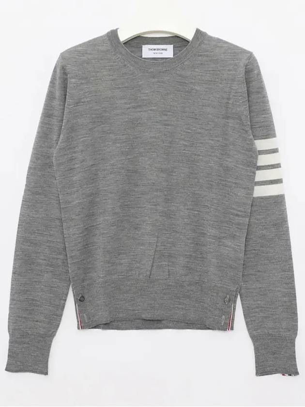 4-Bar Merino Jumper Wool Knit Top Light Grey - THOM BROWNE - BALAAN 3