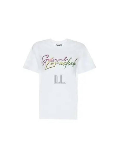 Love Print Cotton Short Sleeve T-Shirt White - GANNI - BALAAN 2