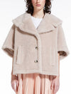 Women's Cambusa 1 Alpaca Wool Crop Teddy Fur Jacket Sand - MAX MARA - BALAAN 4