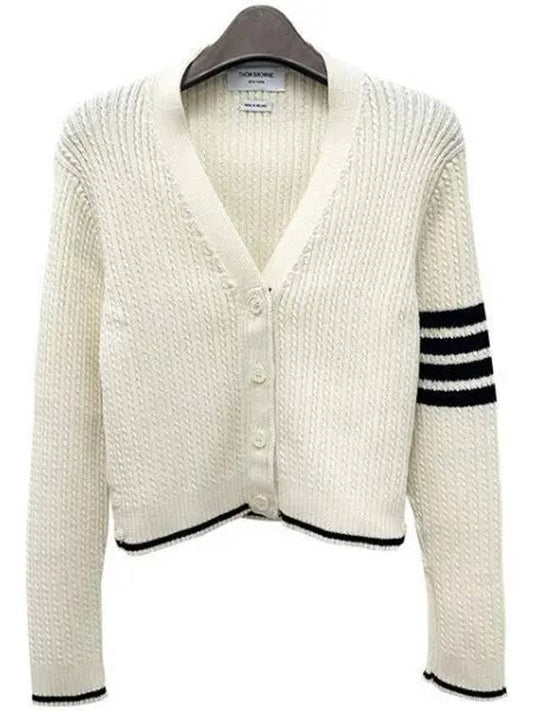 Women s diagonal armband 4 bar wool crop cardigan 41254688 1096025 - THOM BROWNE - BALAAN 1