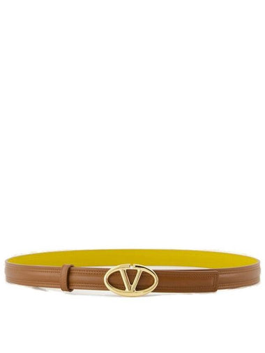 Bold Edition V Logo Signature Leather Belt Brown - VALENTINO - BALAAN 1