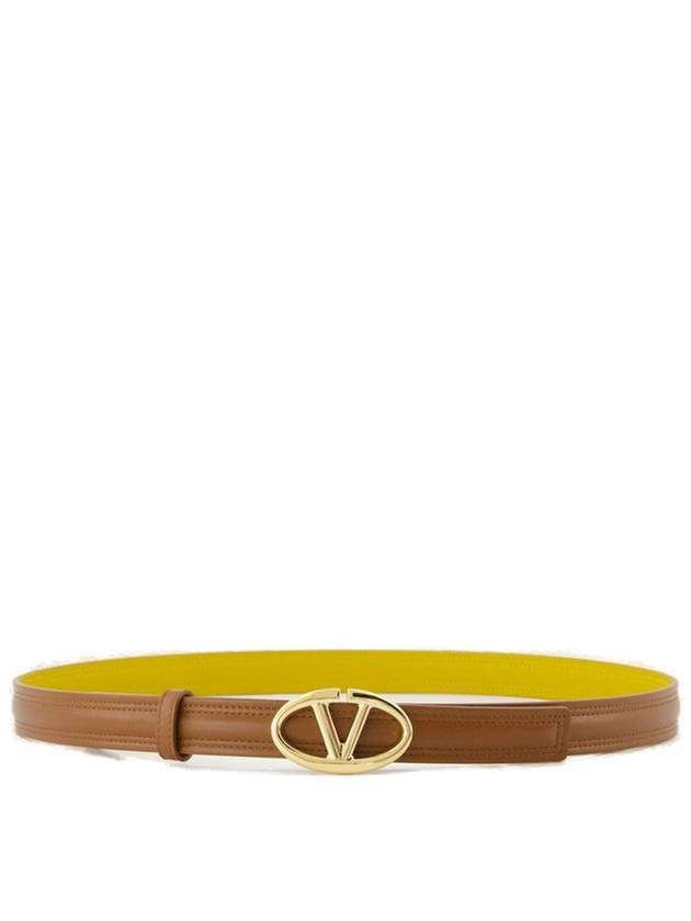 Bold Edition V Logo Signature Leather Belt Brown - VALENTINO - BALAAN 1