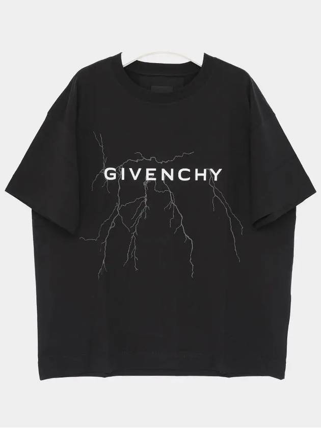 Reflective Motif Cotton Short Sleeve T-Shirt Black - GIVENCHY - BALAAN 3