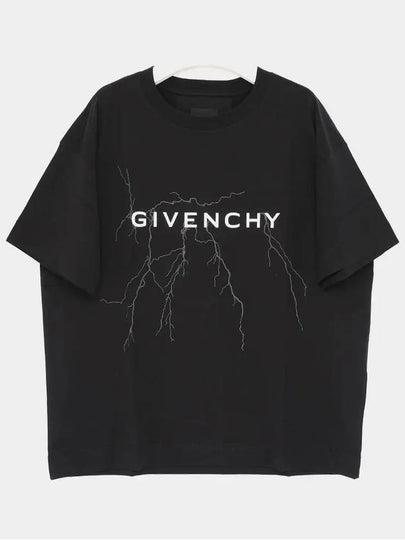 Reflective Motif Cotton Short Sleeve T-Shirt Black - GIVENCHY - BALAAN 2