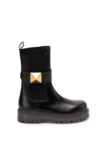 One Stud Leather Boots 3W2S0FY1KUM 0NO NERO B0170467836 - VALENTINO - BALAAN 1