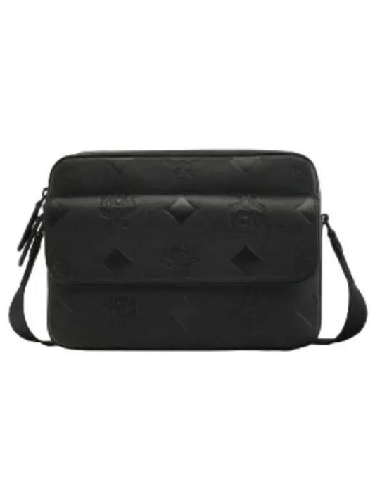 Maxi Monogram Leather Messenger Bag Crossbody - MCM - BALAAN 1