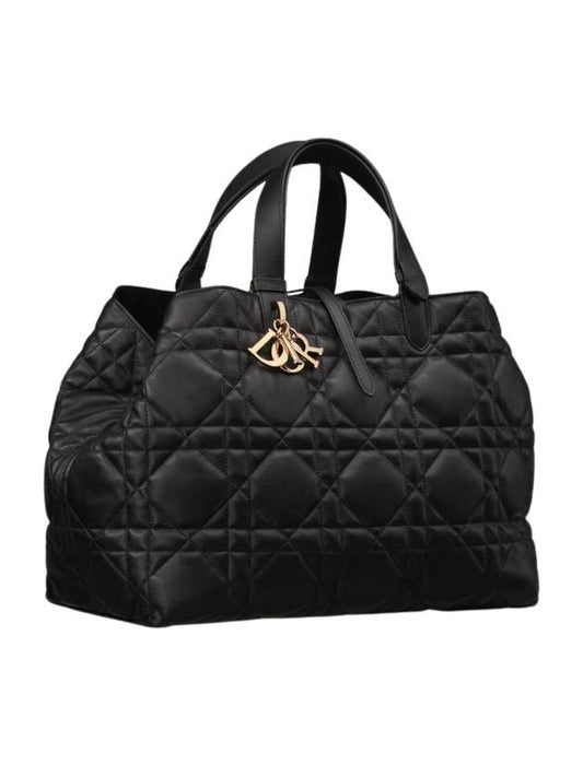 Macrocannage Calfskin Large Toujours Tote Bag Black - DIOR - BALAAN 1