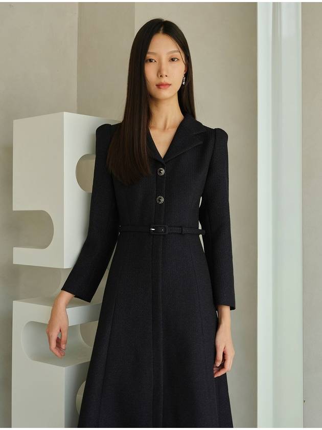 VIOLETTA Tailored Collar Tweed Dress navy - AME - BALAAN 2