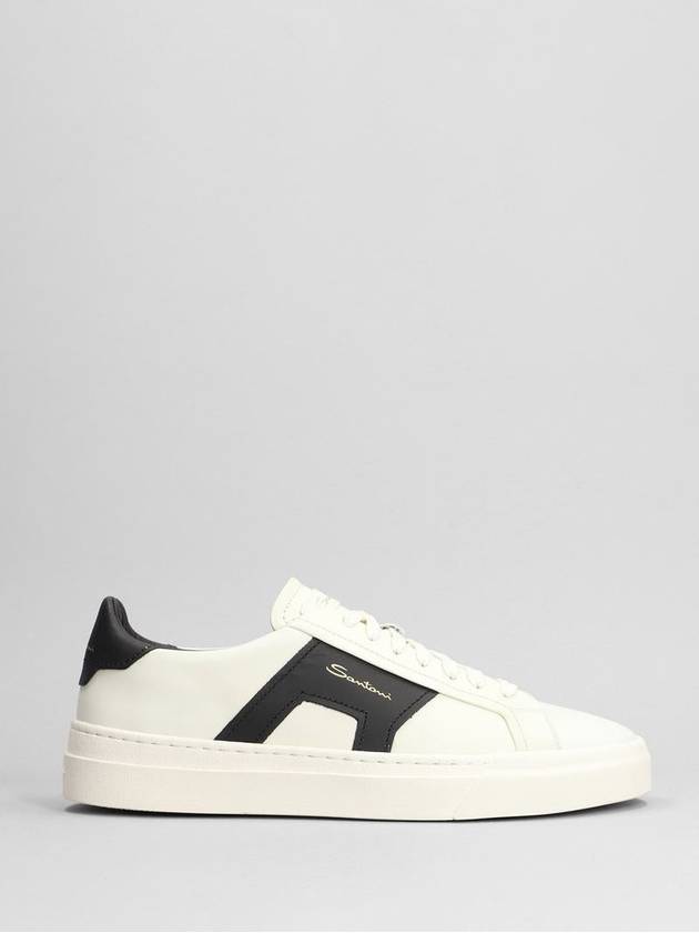 Double Buckle Leather Low-Top Sneakers White - SANTONI - BALAAN 2