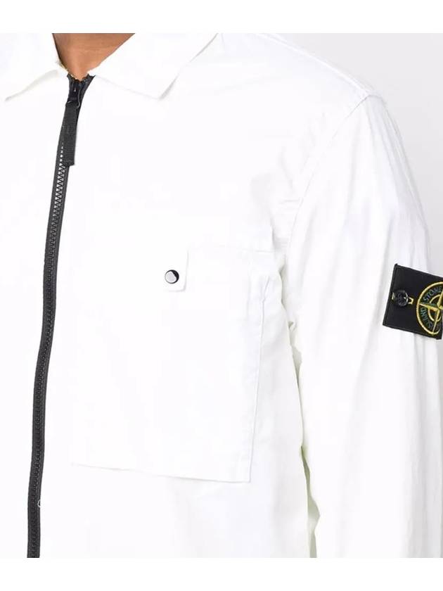 Wappen Patch Supima Twill Stretch Cotton Zip-up Jacket White - STONE ISLAND - BALAAN 5