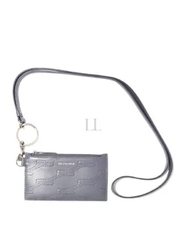 BB Monogram Case On Keyring Card Wallet Grey - BALENCIAGA - BALAAN 2