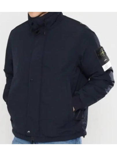 Logo Micro Twill  Zip Up Jacket Navy - STONE ISLAND - BALAAN 2